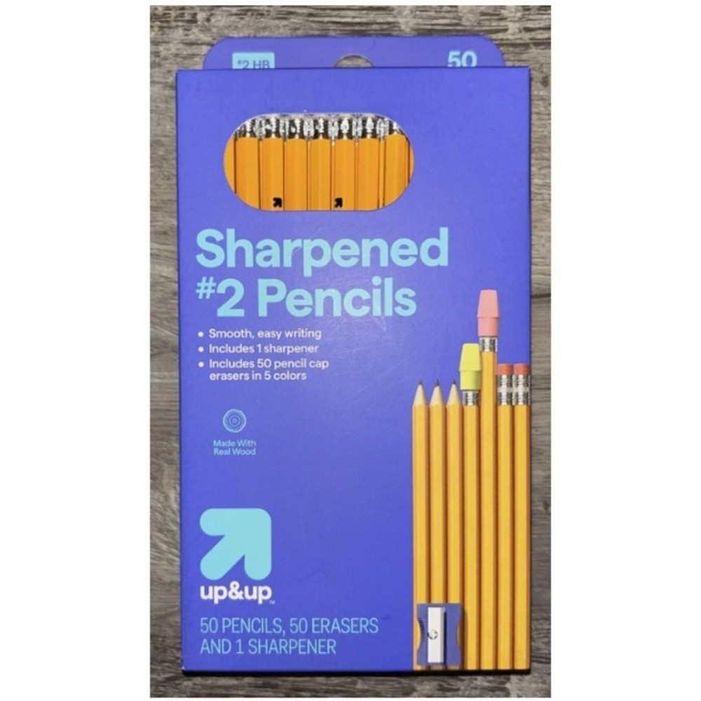 Target Up & Up Sharpened #2 Pencils 50 Pencils + 50 Erasers & 1 Sharpener s35